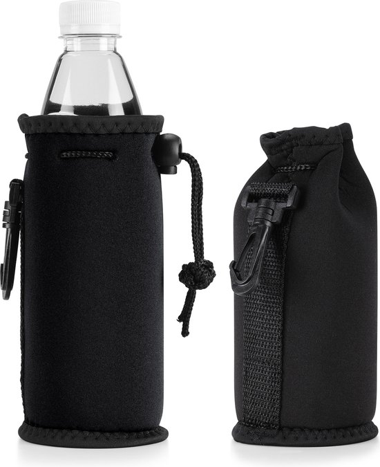 kwmobile 2x flessenkoeler - Koeltas voor flessen - Voor 500 ml flesjes bier en frisdrank - Koeler gemaakt van geïsoleerd neopreen in zwart
