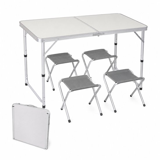 Kynast Camping Klaptafel Set - 5-delig - Aluminium - Tafel met 4 Krukjes