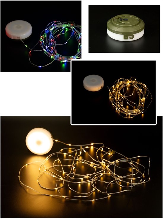Kynast Campinglamp met 10 Meter Oprolbare Lichtsnoer 130 LED USB Oplaadbaar IP44 Warmwit en RGB Verlichting