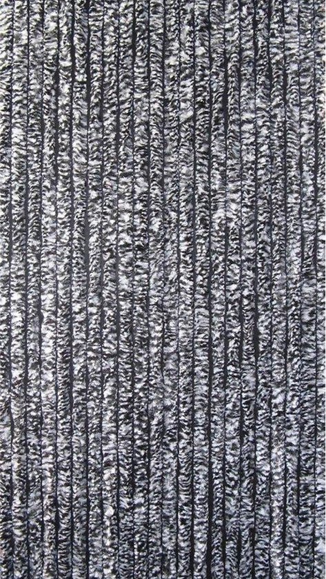 Kynast Garden - Vliegengordijn Kattenstaart - Pluche - 90 x 200 cm - Grijs/Zwart-Let op hoogte -Meet kozijn op
