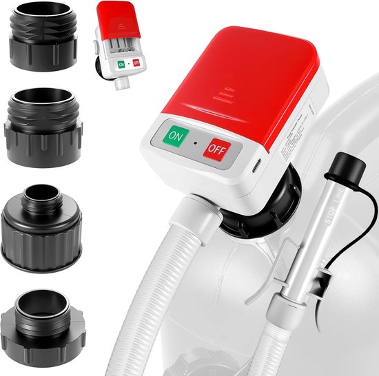 KZQ Elektrische brandstofpomp met automatische stopsensor - debiet 3,2 GPM (12 liter/minuut) - wordt geleverd met 4 maten brandstoftankadapters - 1,3 meter slang, brandstofpomp, benzinepomp, oliepomp, dieselpomp, brandstofvat