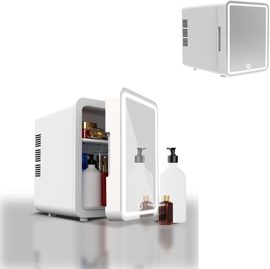 KZQ Minicoelkast voor cosmetica 4 liter 2-in-1 draagbaar wit glazen deur voor auto kantoor camping thuis van KZQ