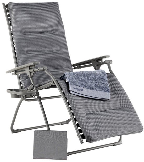 Lafuma Relaxstoel – Verstelbare Campingstoel – Zero Gravity – Gevoerde Bekleding – Inclusief Accessoires