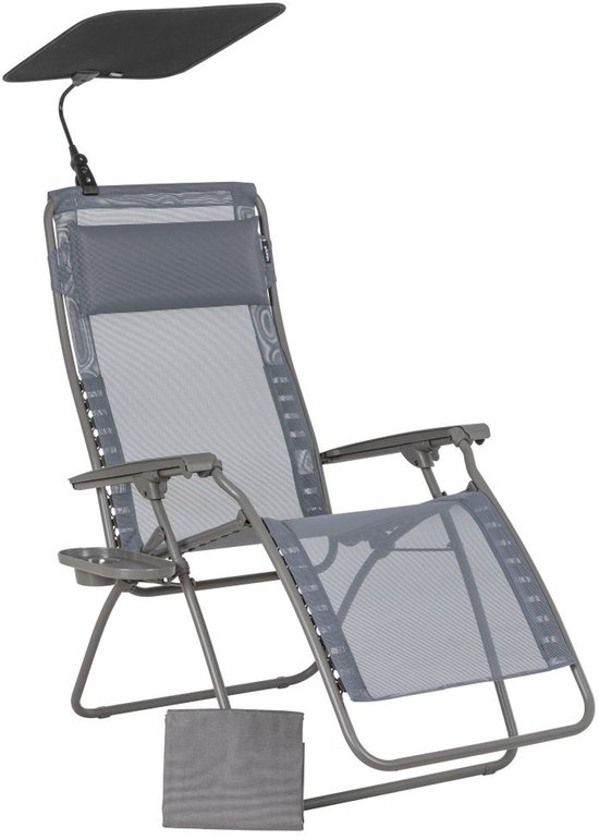 Lafuma - Zen Edition - Zero-Gravity relaxstoel - 3 GRATIS accessoires - Inklapbaar - Verstelbaar - Texplast - Grijs/blauw Silex