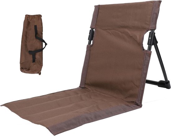 Lage Opvouwbare Zitstoel met Rugleuning - Bruin - Inclusief Opbergtas - Geschikt voor Strand, Terras, Picknick en Gazon - Lichtgewicht en Compact