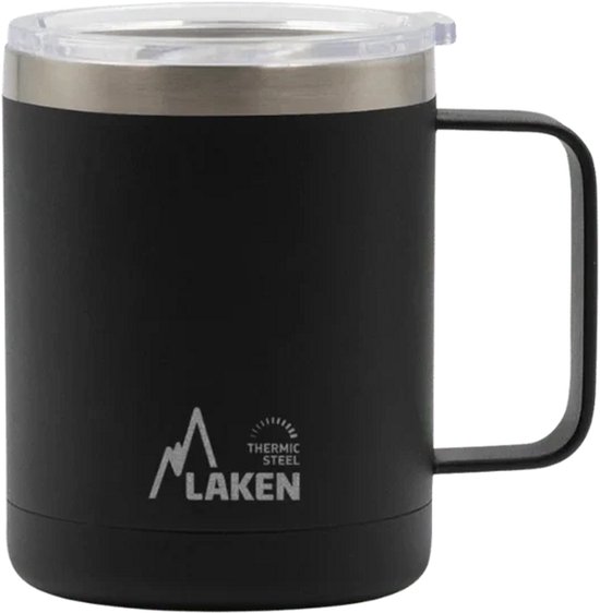 Laken Thermo Drinkbeker Mok - Mug RVS 360ml met doorzichtig deksel - Thermo Thermos