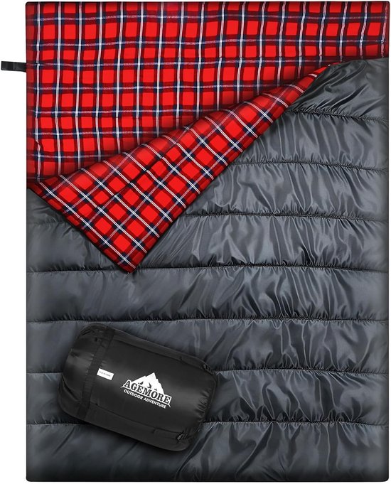 Lakenzak 2 Persoons - Grijs/Rood - Queen Size - Waterdicht - Voor Kamperen