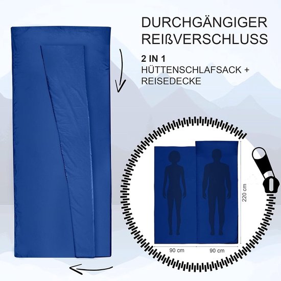 Lakenzak - Katoen - XL 220x90 cm - Dubbelzijdige rits - Voor twee personen