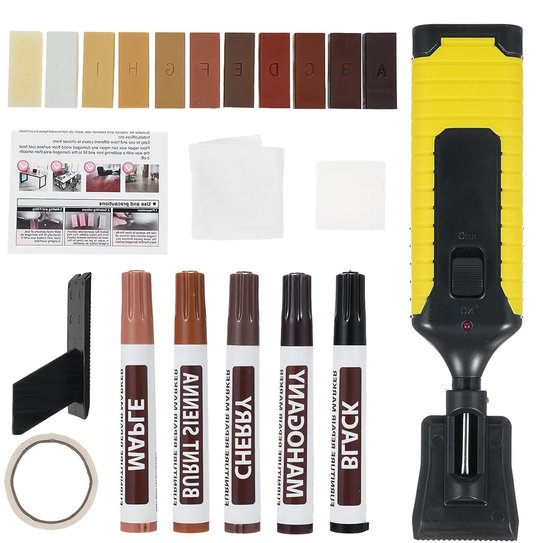 Laminaat Reparatieset - Houtreparatie Kit - Vloer Herstellen - Waterdichte Stift - Meerdere Kleuren - Houttinten
