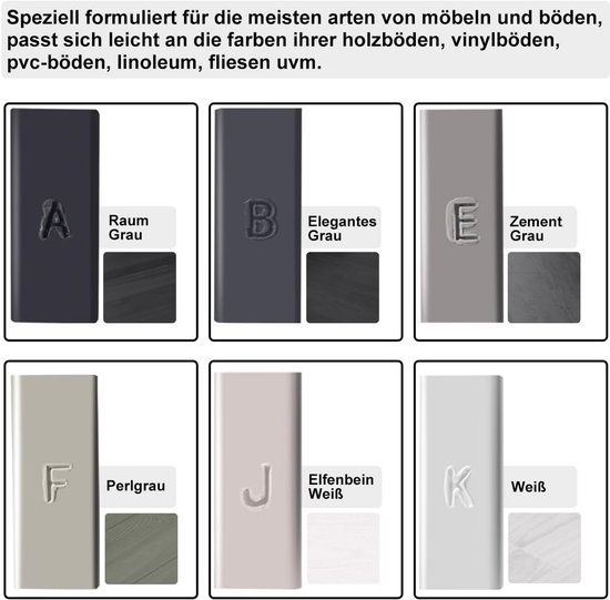 Laminaat Was Reparatieset - Vloer Meubel Herstel - Krassen Gaten Vullen - Harde Sneldrogende Was - 6 Kleuren - Grijs Wit