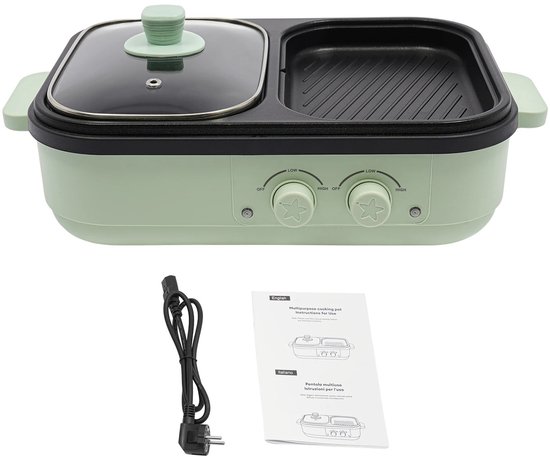 Lamor Kampeerpan - Kookpan - Kookpannen - Campingpan - 2-in-1 bereiding - 1300 W - 1-3 personen - Antiaanbak - 34 x 22 x 13 cm