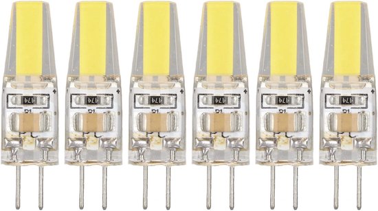 lamp-Zes 220V 6W G4 LED-lampen, 500LM COB-lampen, 360 graden verlichting, koelplaat, siliconen anti-verblinding, geschikt voor plafondverlichting in huis, tuinverlichting en kroonluchters (koel wit licht 6500K).