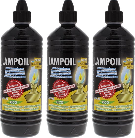 Lampolie - 3x1liter reukloos Zwavel- en aromatenarm voor Feuerhanden Kinderbeveiliging van Viva-Huis.