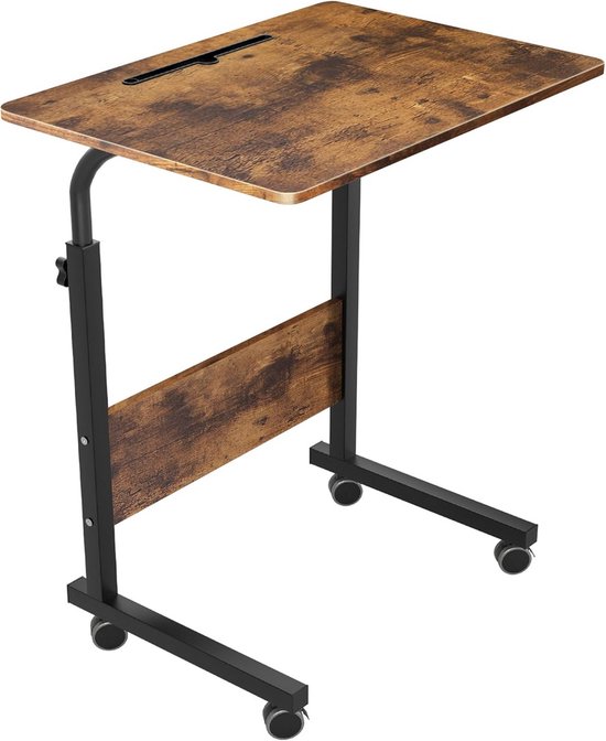 Laptoptafel op Wielen - Bijzettafel Verstelbaar - Bedtafel - Compact Bureau