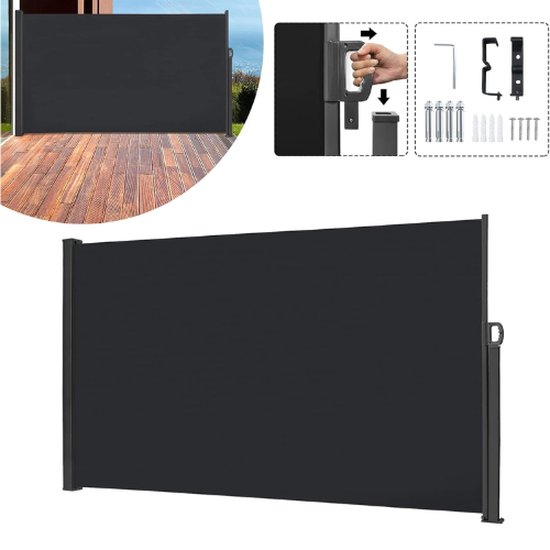 LARS360® Windscherm Oprolbaar - Windscherm Oprolbaar Zwart - Windscherm Terras - Windscherm - Windscherm Uittrekbaar - Windscherm Camping - Windschermen - Windscherm Strand - Windscherm Uitschuifbaar - Windscherm Balkon van LARS360