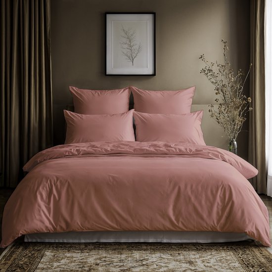 Lavea® Dekbedovertrek 155x220 cm, 1 stuck, van 100% katoen – Zacht en ademend, OEKO-TEX – Roze – Zonder Kussenslop