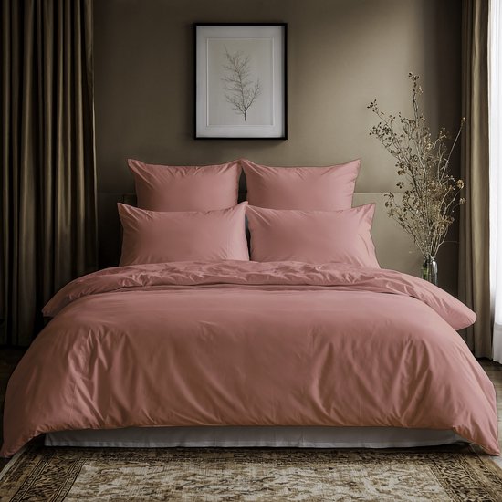 Lavea® Dekbedovertrek 200x220 cm, 1 stuck, van 100% katoen – Zacht en ademend, OEKO-TEX – Roze – Zonder Kussenslop
