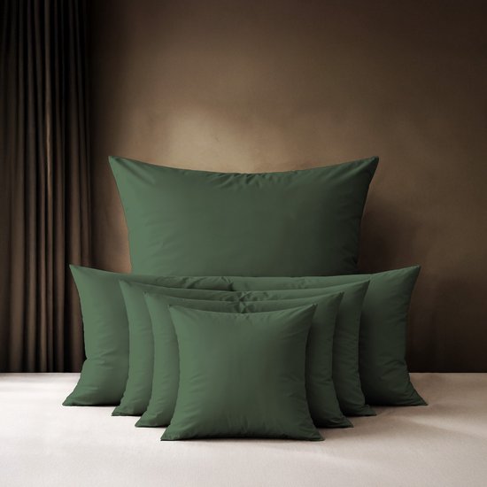 Lavea® Kussenslop 80x80 cm, 1 stuk – Kussenhoes van 100% katoen, zacht en ademend met YKK-ritssluiting, OEKO-TEX gecertificeerd – Olijfgroen