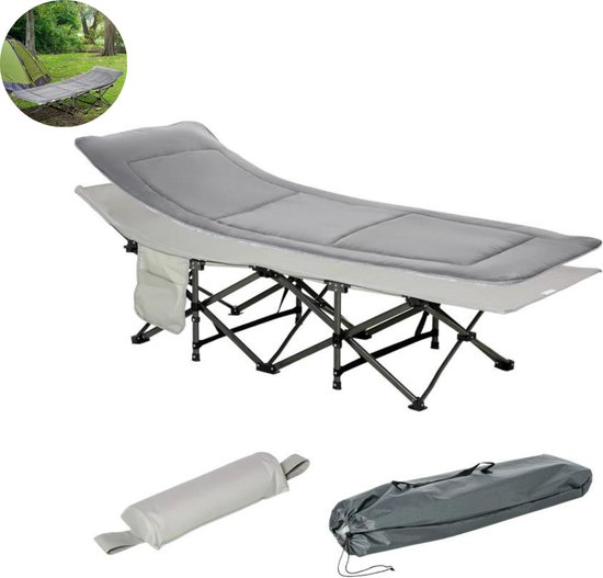 LBB Veldbed - Kampeerbed - Vouwbed - Ligbed - Stretcher- Campingbedje - Opvouwbaar - 1 Persoons - Grijs van LBB