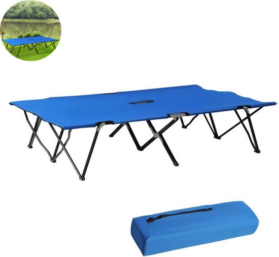 LBB Veldbed - Kampeerbed - Vouwbed - Ligbed - Stretcher- Campingbedje - Opvouwbaar - 2 Persoons - Blauw van LBB