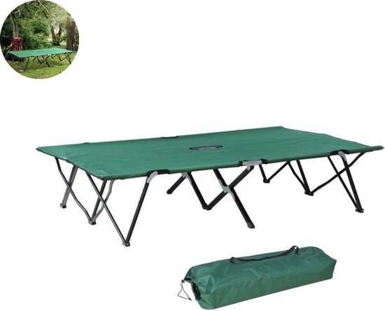 LBB Veldbed - Kampeerbed - Vouwbed - Ligbed - Stretcher- Campingbedje - Opvouwbaar - 2 Persoons - Groen van LBB