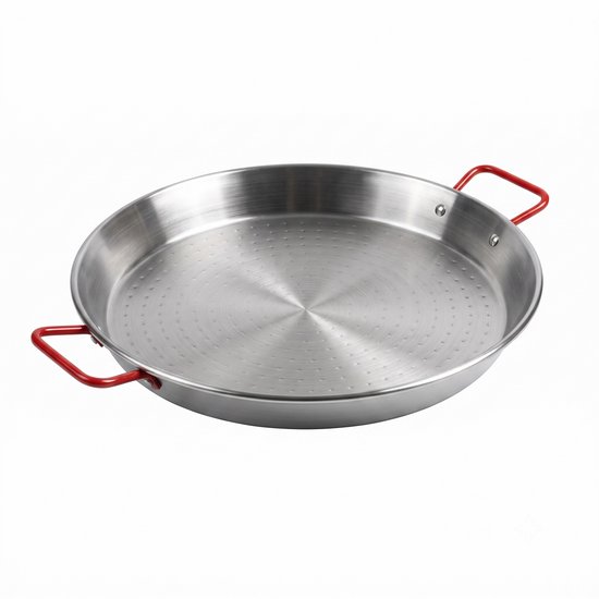 Le Pratique | Garcima 46 cm Paellapan van Carbonstaal | Geschikt voor 12 personen | Premium kwaliteit | Stevige pan met dikke bodem | Bestand tegen hele hoge temperatuur | Voor de authentieke Paella met de lekkerste korst (socarrat) | Made in Spain