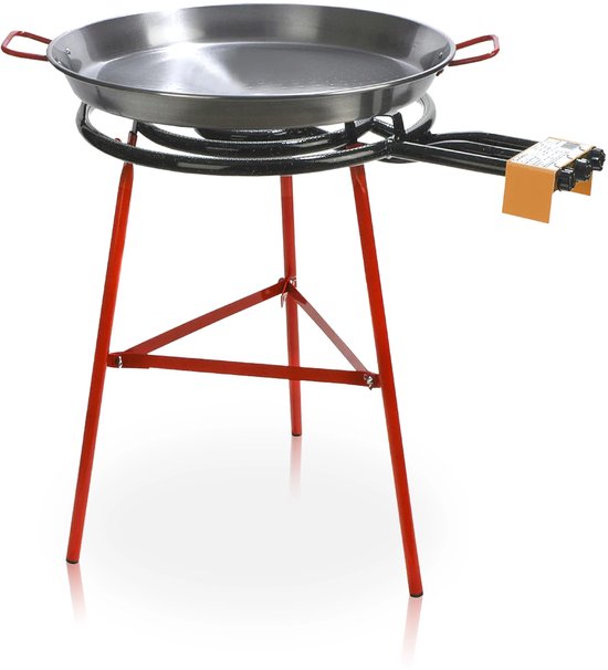 Le Pratique | "Garcima Ibiza" Paellapan (70cm) & 3 pits Gasbrander (60cm) | Complete Set | Vloermodel | Geschikt voor max. 26 personen | CE-gecertificeerd | Excl. Gasdrukregelaar 50mbar & Gasslang 150cm | Made in Spain
