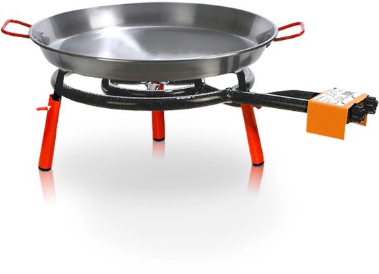 Le Pratique | "Garcima Valencia" Paellapan (46cm) & 2 pits Gasbrander (40cm) | Complete Set | Tafelmodel | Geschikt voor max. 12 personen | CE-gecertificeerd | Excl. Gasdrukregelaar 50mbar & Gasslang 150cm | Made in Spain