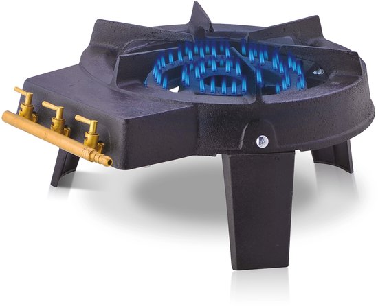 Le Pratique | Gietijzeren Gasbrander | Zware kwaliteit Wokbrander met 3 krachtige branders | 8200W | Geschikt voor paellapannen, dutch-oven, wokken, wecken, etc. | Aanbevolen: 30mbar gasdrukregelaar (excl.) | From France