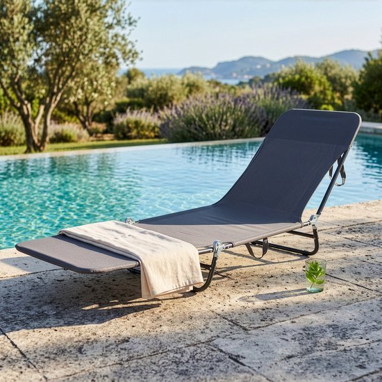 "LE PUNTA CANA" ligbed met verstelbare rugleuning en voetensteun (meerdere standen), 182 cm