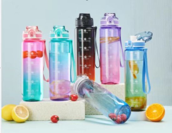 learnlogic bidon met tijden - fruitzeef - lekvrij - BPA-vrij - 32oz