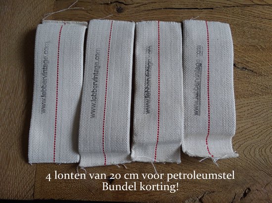 Lebber vintage® 4 x 20 cm - stelpit - vlakpit - Lont voor petroleumstel, Breedte 68 mm van Lebber vintage®