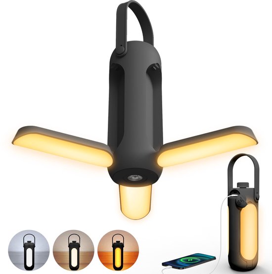 LED Camping Lamp - Kampeerlamp - Tentlamp oplaadbaar - 10000 mAh-accu - Draadloos dimbaar - Met 3 lichtstanden - Nooduitrusting voor tenten - voor binnen en buiten - Vislamp