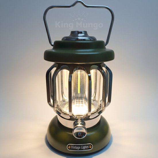 Led Campinglamp Donkergroen - Retro Kampeerlamp Oplaadbaar - Klassieke Lantaarn Tentlamp