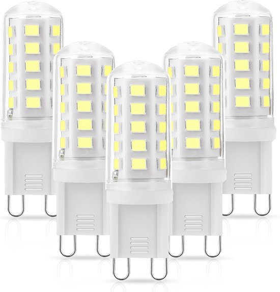 LED koud wit 6000K, 3W G9 LED lamp vervangen 40W halogeen lamp, gloeilamp 400 lumen, geen flikkeren, niet dimbaar, 360° stralingshoek, AC 220-240V, 6er pack