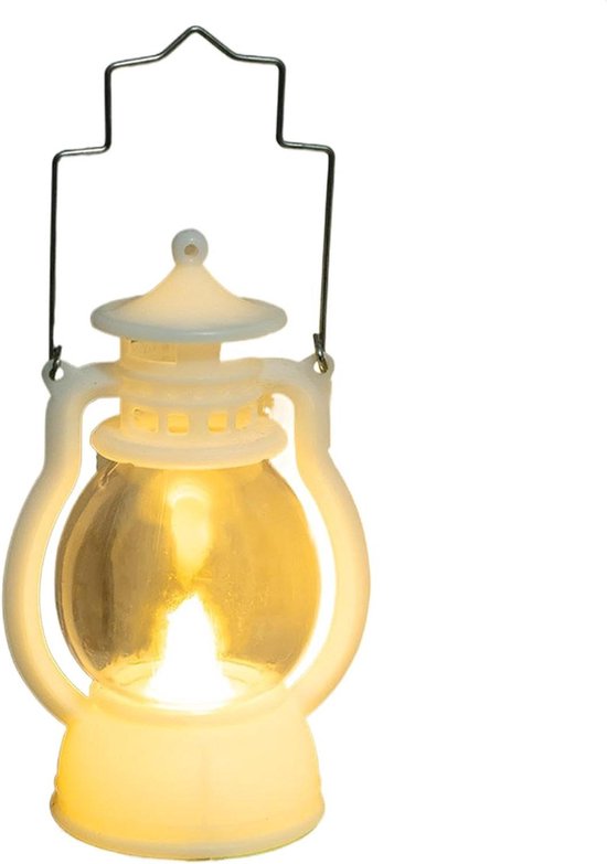 Led olielamp - Elektrische stormlamp - Sfeer creëren - Flikkerend vlam effect - 128 x 6 x 59 cm - Wit