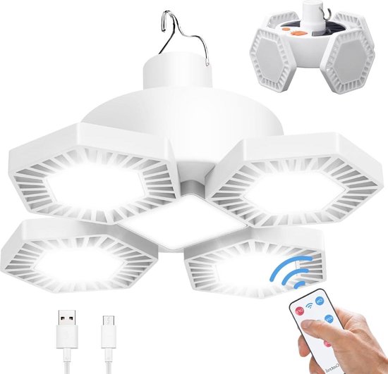 LED Solar Camping Light Outdoor USB Tent Lantaarn Oplaadbaar met afstandsbediening Power Bank - Opknoping Werklicht - Camp Lamp 5 Modi Waterdicht 360 Graden Heldere 5000 Lumen van Merkloos