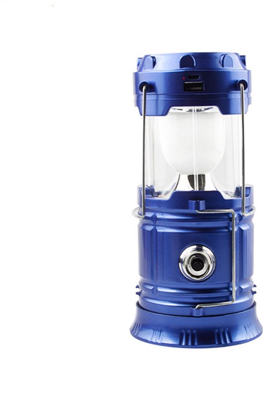 LED-tentlamp voor buiten, opladen via USB-zonnepaneel, lange batterijduur, campinglamp, krachtige lantaarn, campinglamp - blauw van Merkloos