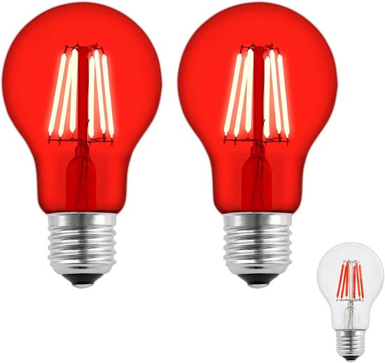 Ledlampen E27 6W, Vervanging voor 60W Gloeilampen, 600 lumen, A60 Helder Filament, E27 Gekleurde Gloeilampen, voor Bruiloft, Halloween, Kerstmis, Party, Bar