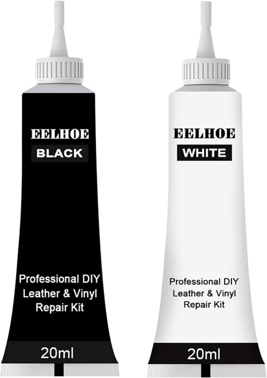 Leer Reparatie Kit - Vinyl Herstel - Meubels Vernieuwen - Langdurige Vulling - 2x 20ml - Zwart Wit