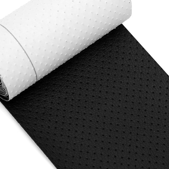 Leer Reparatie Set - Zelfklevend Leer - Meubels Repareren - Geperforeerd Ademend - 10 x 160 cm - Zwart van Merkloos