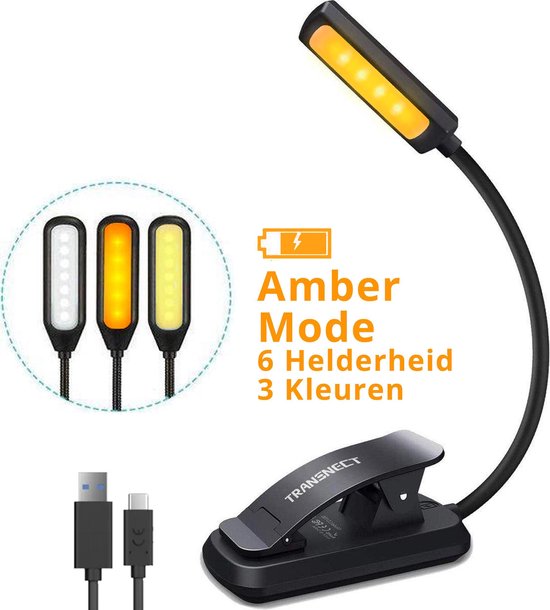 Leeslampje voor boek - USB oplaadbaar leeslampje met 9 oogverzorging helderheid modi - Flexibele Clip op Boek Licht voor het lezen in bed, Kindle, Tablet, Muziektribune, Reizen van LENCENT