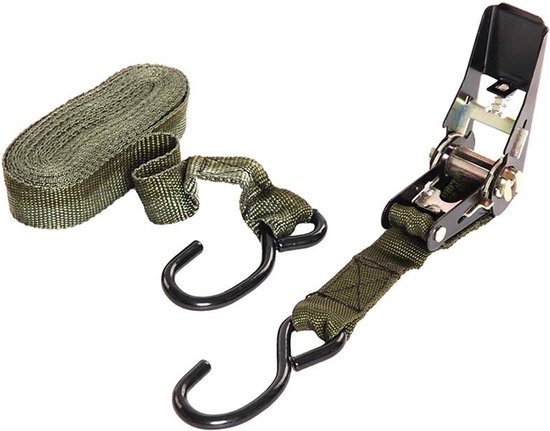 Legergroene nylon spanbanden 4,5 meter - Outdoor survival artikelen van Höfftech