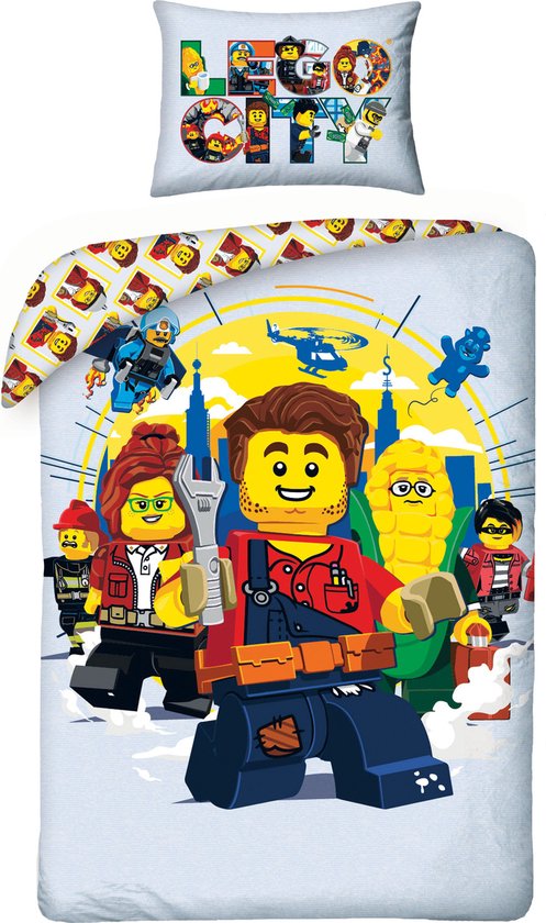 Lego City dekbedovertrek werklui 140 x 200 cm - Katoen - 70 x 90 cm van LEGO