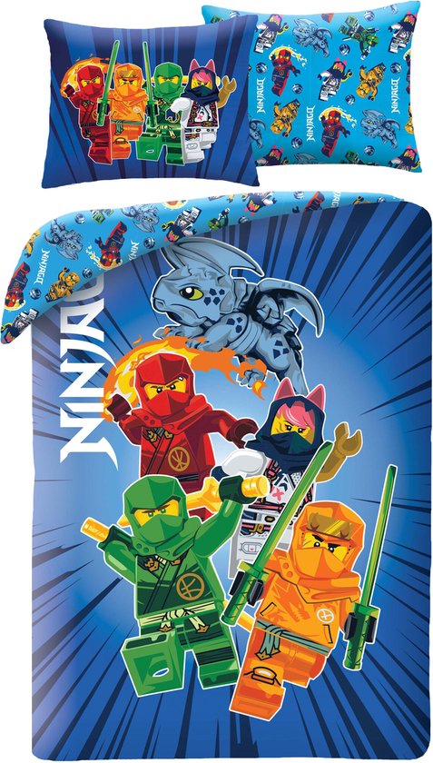Lego Ninjago Dekbedovertrek, Mini-Fig - Eenpersoons - 140 x 200 + 70 x 90 cm - Polyester van LEGO