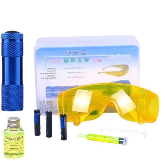 Lekdetector Kit - UV Lamp Set - Airco Onderhoud - Fluorescerend Middel - 40ml - Multicolor van Merkloos