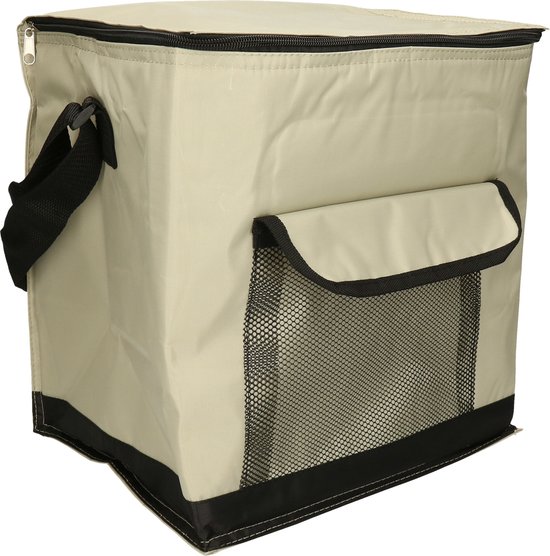 Leknes koeltas model Salou - Medium Size strand/camping - 31 x 23 x 33 cm - 2 vakken - beige van Leknes