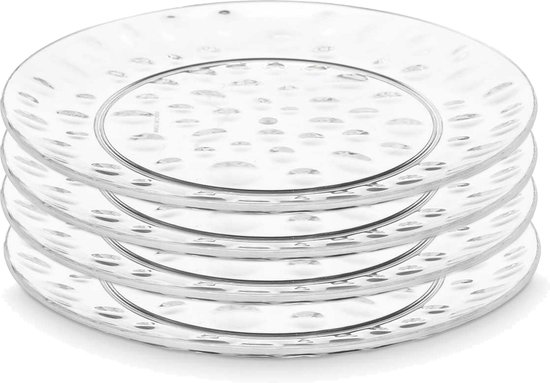 Leknes Onbreekbare Dinerborden - 4x - kunststof - transparant - Dia 21cm - verjaardag/camping van Leknes