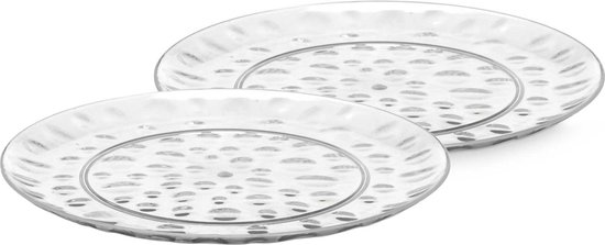 Leknes Onbreekbare Dinerborden - 4x - kunststof - transparant - Dia 30cm - verjaardag/camping van Leknes