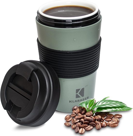 Lekvrije Keramische Reismok met Deksel en Hittebestendige Mouw - Herbruikbare Koffiebeker 350 ml